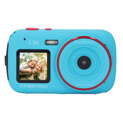 Digital Camera, 2.5K 72MP Autofocus Travel Selfie Camera with Dual Screen 16X Digital Zoom Anti Shake Vlogging Camera, Automatic Light Sensitive (Blue)