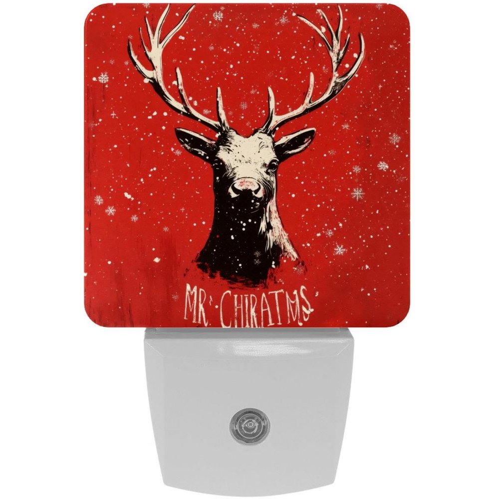 NEWzone Merry Christmas Reindeer Night Light 0.5W, Plug in Night Lights for Boys Girls Led Night Light Dusk to Dawn Sensor Nightlight for Stairway/Hallway/Bedroom