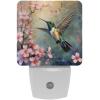 NEWzone Hummingbird Cherry Flower Night Light for Kids 2 Pack, LED Plug into Wall Lights Dusk-to-Dawn Sensor, Nursery Nightlight for Kids Room, Bathroom, Bedroom Decor view 1