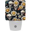 NEWzone Daisies Florals Skulls Night Light 0.5W, Plug in Night Lights for Boys Girls Led Night Light Dusk to Dawn Sensor Nightlight for Stairway/Hallway/Bedroom view 1