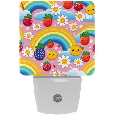 NEWzone Daisy Flower Rainbow Night Light Plug into Wall for Girls Boys Room, Decorative Nightlights Auto Sensor Led Lights Wall Decor Gifts for Women Nightlight, 2 Pack