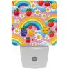 NEWzone Daisy Flower Rainbow Night Light Plug into Wall for Girls Boys Room, Decorative Nightlights Auto Sensor Led Lights Wall Decor Gifts for Women Nightlight, 2 Pack view 1