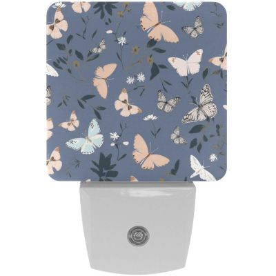 NEWzone Butterflies Florals Night Light Plug into Wall with Dusk to Dawn Light Sensors, Warm Nightlights for Bedroom, Bathroom, Hallway, Kitchen, Gifts Ideal for Girls Boys