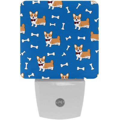 NEWzone Dogs Bones Night Light for Kids 2-Pack, LED Plug into Wall Lights Dusk-to-Dawn Sensor, Nursery Plug in Nightlight, for Kids Room, Bathroom, Bedroom Decor, Children Gift