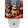 NEWzone Rabbit and Flower Night Light Plug into Wall with Dusk to Dawn Light Sensors, Warm Nightlights for Bedroom, Bathroom, Hallway, Kitchen, Gifts Ideal for Girls Boys view 1