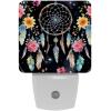 NEWzone Dream Catcher Floral Night Light Plug into Wall for Girls Boys Room, Decorative Nightlights Auto Sensor Led Lights Wall Decor Gifts for Women Nightlight, 2 Pack view 1