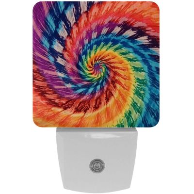 NEWzone Colorful Tie Dye Night Light Plug into Wall with Dusk to Dawn Light Sensors, Warm Nightlights for Bedroom, Bathroom, Hallway, Kitchen, Gifts Ideal for Girls Boys