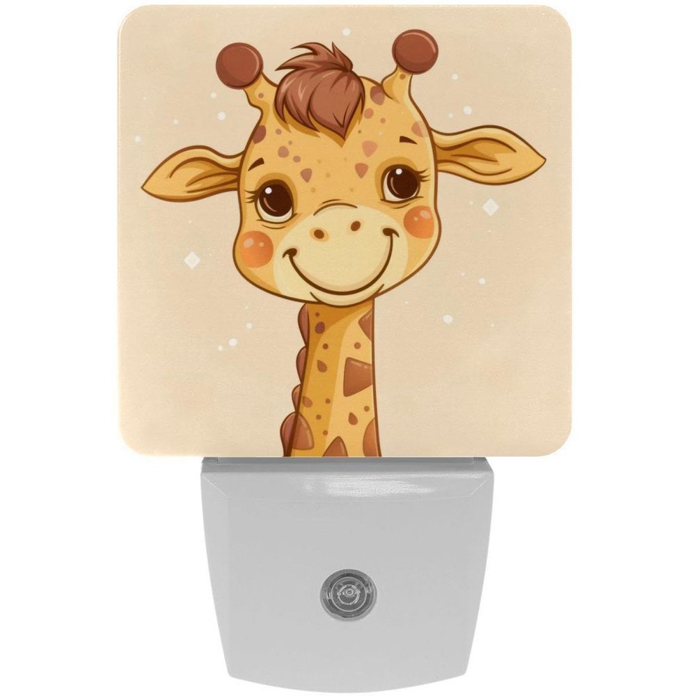 NEWzone Cute Giraffe Night Light for Kids 2-Pack, LED Plug into Wall Lights Dusk-to-Dawn Sensor, Nursery Plug in Nightlight, for Kids Room, Bathroom, Bedroom Decor, Children Gift