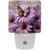 NEWzone Daisies Butterfly Wooden Plank Night Light Plug into Wall with Dusk to Dawn Light Sensors, Warm Nightlights for Bedroom, Bathroom, Hallway, Kitchen, Gifts Ideal for Girls Boys view 1