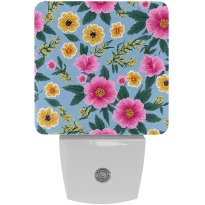 NEWzone Flower Floral Night Light Plug into Wall with Dusk to Dawn Sensor LED Nightlight for Kid Girls Boys Room Decor, Hallway, Kitchen, Bathroom, Nursery, Stairs