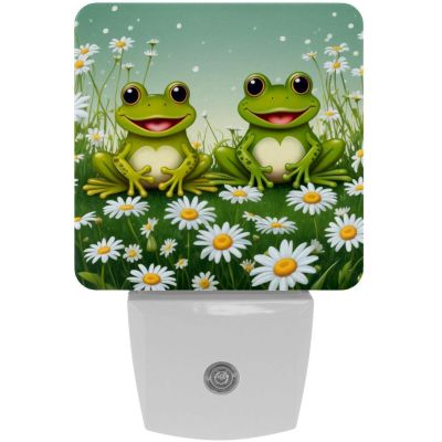 NEWzone Frog Daisy Night Light Plug into Wall Decor 2 Pack, Decorative Night Light for Kids, Plug in Night Lights for Bedroom Living Room, Gift for Kids Adults