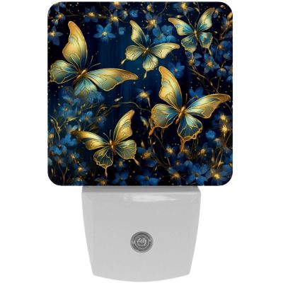 NEWzone Blue Butterflies Night Light Plug into Wall for Girls Boys Room, Decorative Nightlights Auto Sensor Led Lights Wall Decor Gifts for Women Nightlight, 2 Pack