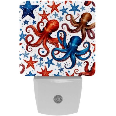 NEWzone Octopus Starfishes Night Light Plug into Wall with Dusk to Dawn Sensor LED Nightlight for Kid Girls Boys Room Decor, Hallway, Kitchen, Bathroom, Nursery, Stairs