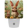 NEWzone Rabbit Mom and Baby Flowers Night Light Plug into Wall for Girls Boys Room, Decorative Nightlights Auto Sensor Led Lights Wall Decor Gifts for Women Nightlight, 2 Pack view 1