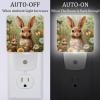 NEWzone Rabbit Mom and Baby Flowers Night Light Plug into Wall for Girls Boys Room, Decorative Nightlights Auto Sensor Led Lights Wall Decor Gifts for Women Nightlight, 2 Pack view 2