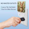 NEWzone Rabbit Mom and Baby Flowers Night Light Plug into Wall for Girls Boys Room, Decorative Nightlights Auto Sensor Led Lights Wall Decor Gifts for Women Nightlight, 2 Pack view 3