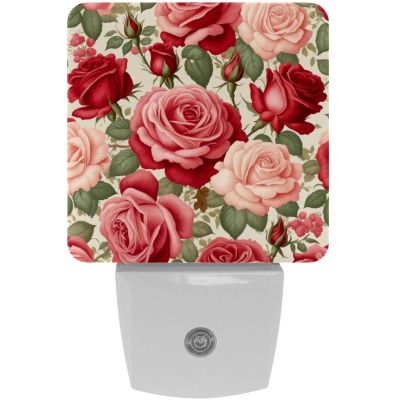 NEWzone Rose Flowers Night Light Plug into Wall Decor 2 Pack, Decorative Night Light for Kids, Plug in Night Lights for Bedroom Living Room, Gift for Kids Adults