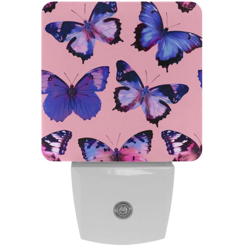 NEWzone Purple Butterflies Night Light Plug into Wall Decor 2 Pack, Decorative Night Light for Kids, Plug in Night Lights for Bedroom Living Room, Gift for Kids Adults