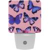 NEWzone Purple Butterflies Night Light Plug into Wall Decor 2 Pack, Decorative Night Light for Kids, Plug in Night Lights for Bedroom Living Room, Gift for Kids Adults view 1