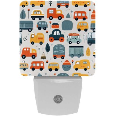 NEWzone Cute Tractor Truck Night Light for Kids 2 Pack, LED Plug into Wall Lights Dusk-to-Dawn Sensor, Nursery Nightlight for Kids Room, Bathroom, Bedroom Decor