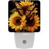 NEWzone Sunflowers Butterfly Night Light for Kids 2 Pack, LED Plug into Wall Lights Dusk-to-Dawn Sensor, Nursery Nightlight for Kids Room, Bathroom, Bedroom Decor view 1