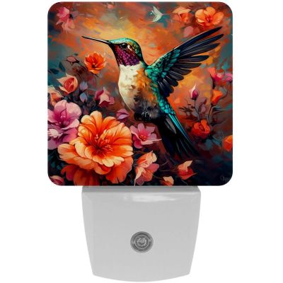 NEWzone Hummingbird and Flower Night Light for Kids 2 Pack, LED Plug into Wall Lights Dusk-to-Dawn Sensor, Nursery Nightlight for Kids Room, Bathroom, Bedroom Decor