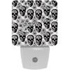 NEWzone White Skulls Florals Night Light Plug into Wall for Girls Boys Room, Decorative Nightlights Auto Sensor Led Lights Wall Decor Gifts for Women Nightlight, 2 Pack view 1