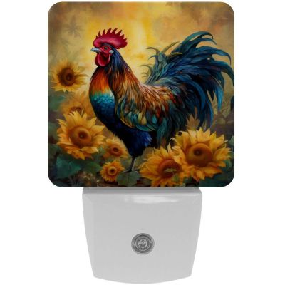 NEWzone Rooster Sunflower Night Light Plug into Wall Decor 2 Pack, Decorative Night Light for Kids, Plug in Night Lights for Bedroom Living Room, Gift for Kids Adults