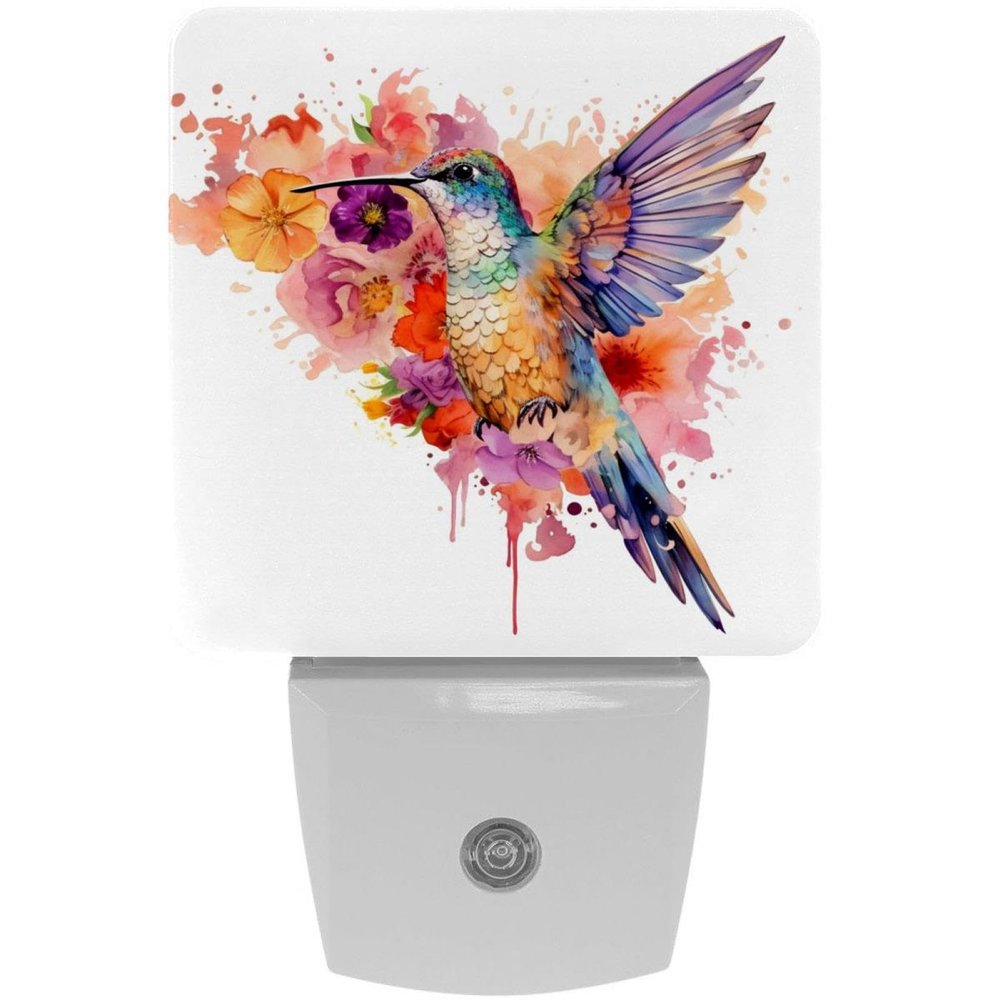 NEWzone Hummingbird Florals Night Light for Kids 2 Pack, LED Plug into Wall Lights Dusk-to-Dawn Sensor, Nursery Nightlight for Kids Room, Bathroom, Bedroom Decor