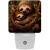 NEWzone Mom and Baby Sloth Night Light Plug into Wall with Dusk to Dawn Sensor LED Nightlight for Kid Girls Boys Room Decor, Hallway, Kitchen, Bathroom, Nursery, Stairs view 1