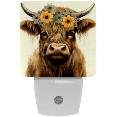 NEWzone Farm Cow Floral Night Light Plug into Wall with Dusk to Dawn Light Sensors, Warm Nightlights for Bedroom, Bathroom, Hallway, Kitchen, Gifts Ideal for Girls Boys