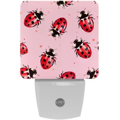 NEWzone Ladybugs Night Light 0.5W, Plug in Night Lights for Boys Girls Led Night Light Dusk to Dawn Sensor Nightlight for Stairway/Hallway/Bedroom