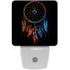 NEWzone Dream Catcher Night Light Plug into Wall for Girls Boys Room, Decorative Nightlights Auto Sensor Led Lights Wall Decor Gifts for Women Nightlight, 2 Pack view 1