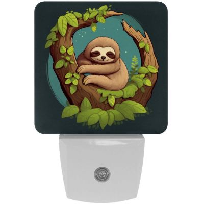 NEWzone Cute Sloth Night Light Plug into Wall for Girls Boys Room, Decorative Nightlights Auto Sensor Led Lights Wall Decor Gifts for Women Nightlight, 2 Pack