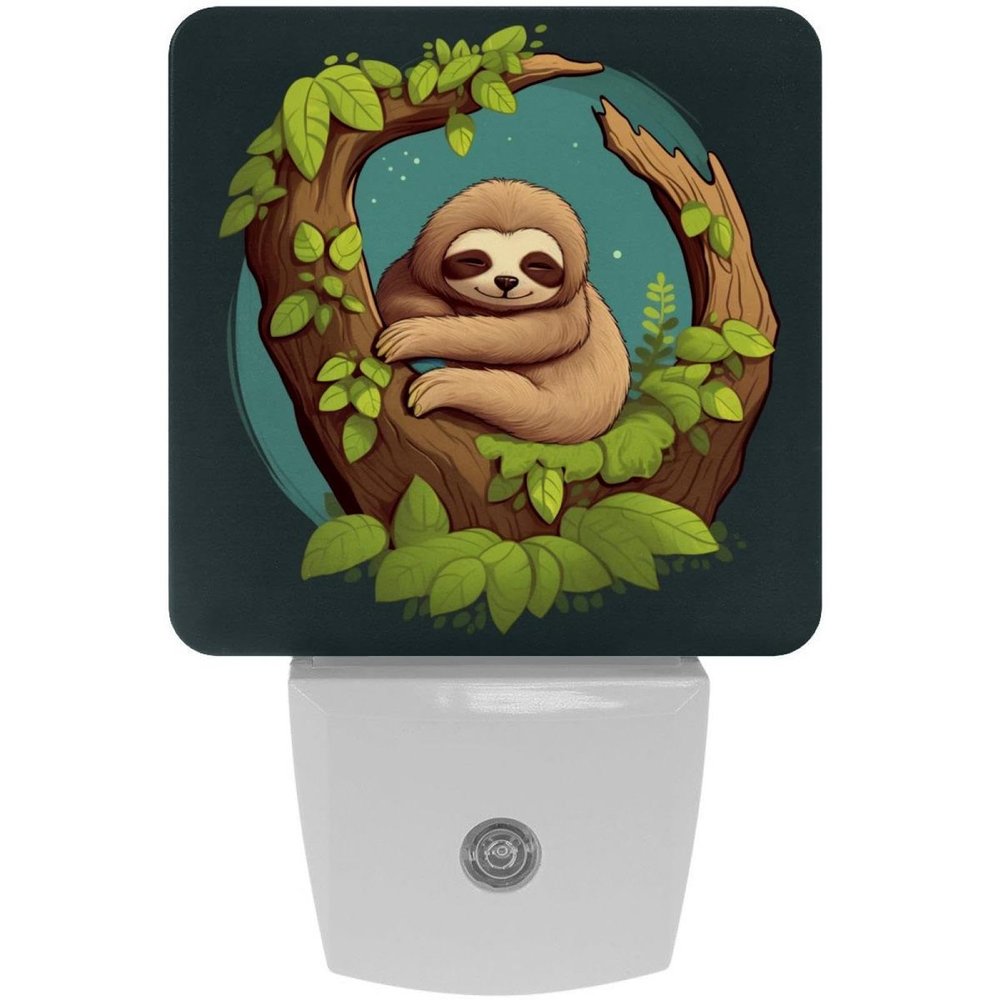 NEWzone Cute Sloth Night Light Plug into Wall for Girls Boys Room, Decorative Nightlights Auto Sensor Led Lights Wall Decor Gifts for Women Nightlight, 2 Pack
