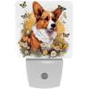 NEWzone Daisies Butterflies Corgi Night Light Plug into Wall Decor 2 Pack, Decorative Night Light for Kids, Plug in Night Lights for Bedroom Living Room, Gift for Kids Adults view 1
