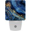 NEWzone Blue Marble Gold Veins Night Light Plug into Wall Decor 2 Pack, Decorative Night Light for Kids, Plug in Night Lights for Bedroom Living Room, Gift for Kids Adults view 1
