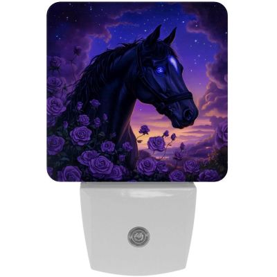 NEWzone Horse Rose Night Light Plug into Wall with Dusk to Dawn Sensor LED Nightlight for Kid Girls Boys Room Decor, Hallway, Kitchen, Bathroom, Nursery, Stairs