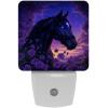 NEWzone Horse Rose Night Light Plug into Wall with Dusk to Dawn Sensor LED Nightlight for Kid Girls Boys Room Decor, Hallway, Kitchen, Bathroom, Nursery, Stairs view 1