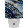 NEWzone Blue Marble Agate Brass Night Light Plug into Wall for Girls Boys Room, Decorative Nightlights Auto Sensor Led Lights Wall Decor Gifts for Women Nightlight, 2 Pack view 1