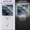NEWzone Blue Marble Agate Brass Night Light Plug into Wall for Girls Boys Room, Decorative Nightlights Auto Sensor Led Lights Wall Decor Gifts for Women Nightlight, 2 Pack view 2