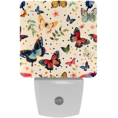 NEWzone Butterflies Florals Night Light Plug into Wall with Dusk to Dawn Light Sensors, Warm Nightlights for Bedroom, Bathroom, Hallway, Kitchen, Gifts Ideal for Girls Boys