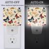 NEWzone Butterflies Florals Night Light Plug into Wall with Dusk to Dawn Light Sensors, Warm Nightlights for Bedroom, Bathroom, Hallway, Kitchen, Gifts Ideal for Girls Boys view 2