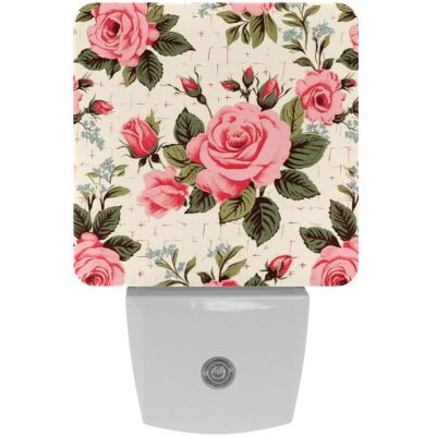 NEWzone Vintage Floral Rose Night Light Plug into Wall Decor 2 Pack, Decorative Night Light for Kids, Plug in Night Lights for Bedroom Living Room, Gift for Kids Adults