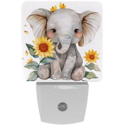 NEWzone Elephant Sunflowers Night Light 0.5W, Plug in Night Lights for Boys Girls Led Night Light Dusk to Dawn Sensor Nightlight for Stairway/Hallway/Bedroom