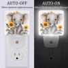 NEWzone Elephant Sunflowers Night Light 0.5W, Plug in Night Lights for Boys Girls Led Night Light Dusk to Dawn Sensor Nightlight for Stairway/Hallway/Bedroom view 2