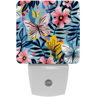NEWzone Florals Butterfly Night Light Plug into Wall with Dusk to Dawn Light Sensors, Warm Nightlights for Bedroom, Bathroom, Hallway, Kitchen, Gifts Ideal for Girls Boys