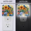 NEWzone Sunflowers Bird Butterfly Night Light Plug into Wall for Girls Boys Room, Decorative Nightlights Auto Sensor Led Lights Wall Decor Gifts for Women Nightlight, 2 Pack view 2