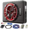 10" Slim Under Seat Subwoofers for Car/Truck/SUV | Powered subwoofer car Audio| Built-in Amplifier | Remote Control | Built-in Low Pass/Gain/Boost/Deep Bass view 1