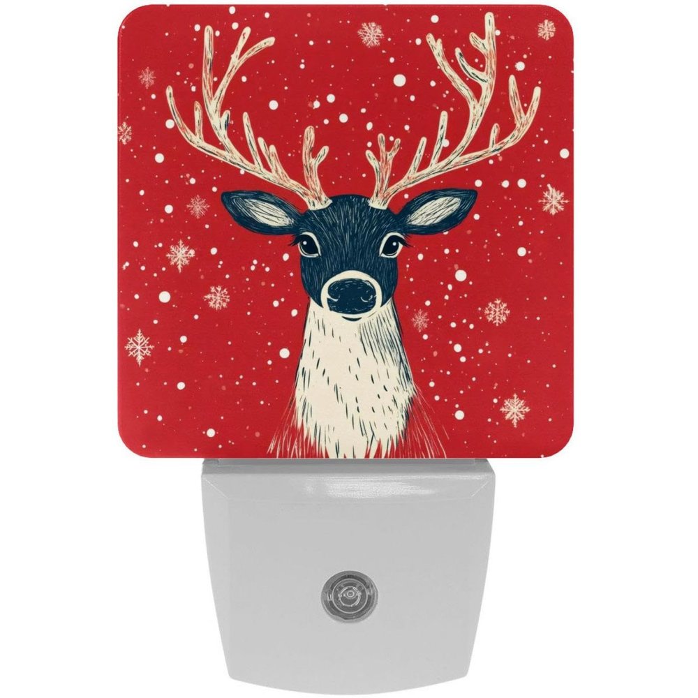 NEWzone Christmas Deer Night Light 0.5W, Plug in Night Lights for Boys Girls Led Night Light Dusk to Dawn Sensor Nightlight for Stairway/Hallway/Bedroom